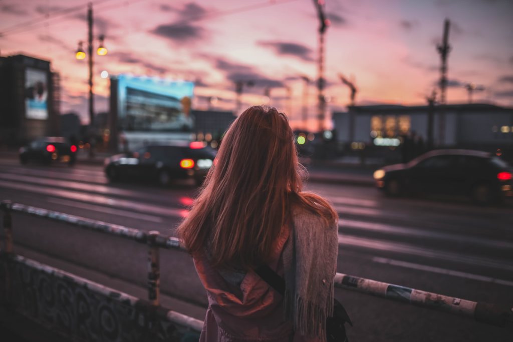 lonely girl standing